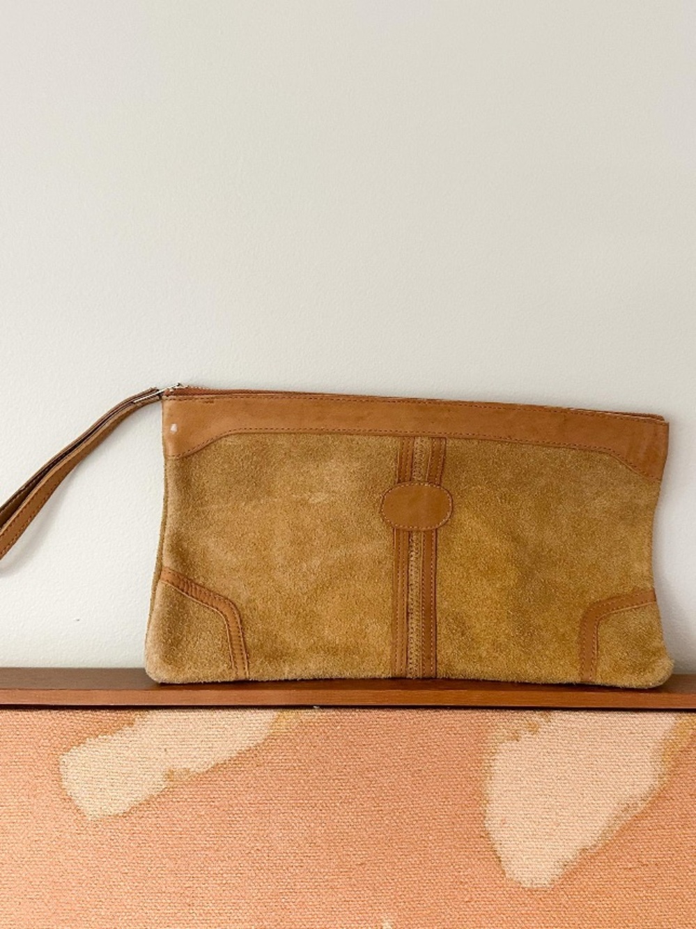 Vintage Suede Wristlet Clutch